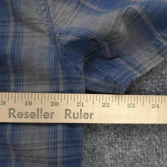 Harley Davidson Shirt Mens Medium Blue Plaid Graphic Motorcycle Biker Mechanic - Picture 9 of 10